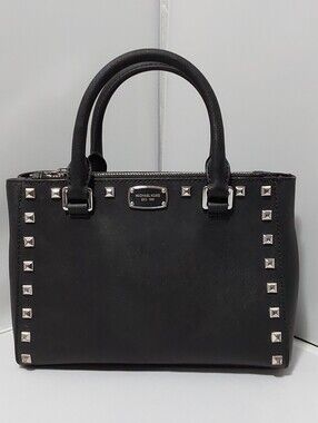 Michael Kors Black Studded Saffiano Satchel